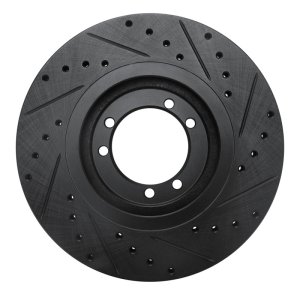 Hummer H1 Brake Rotor (1) - Rear Left, Front Left - R1 Concepts - Drilled & Slotted - Black - `96-`06